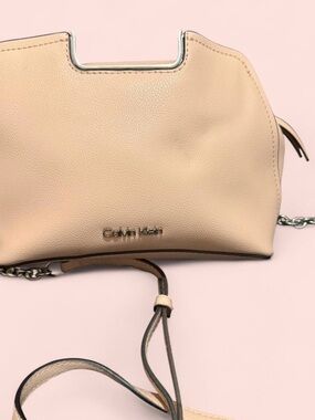 Calvin Klein Pebbled Leather Crossbody Bag in Nude Blush